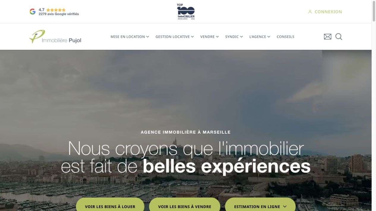 Capture du site de Immobilière Pujol