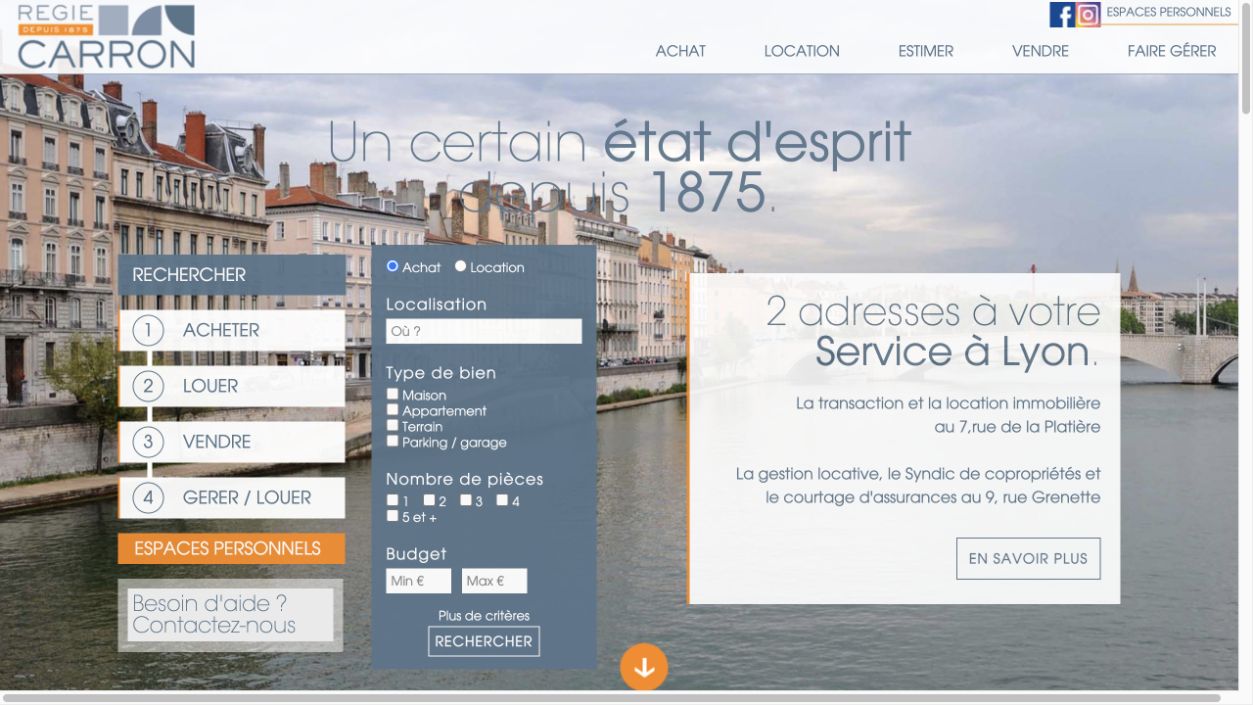 Capture du site de Régie Carron