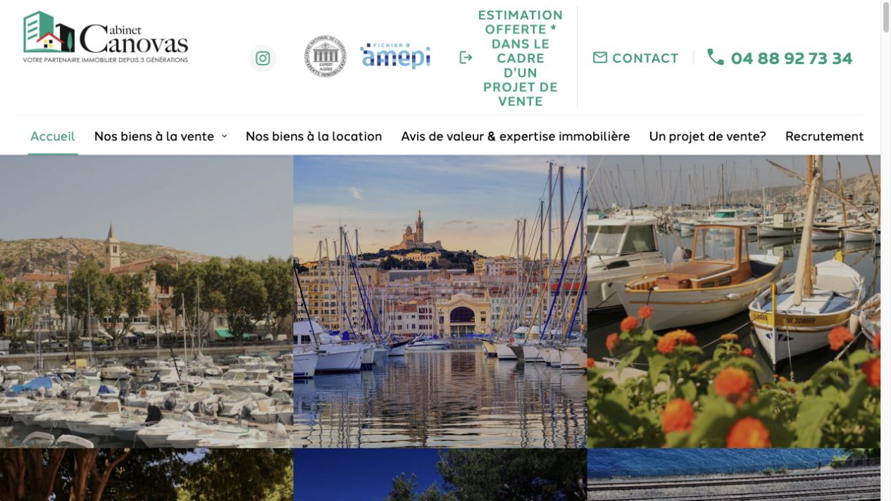 Capture du site de Cabinet Canovas