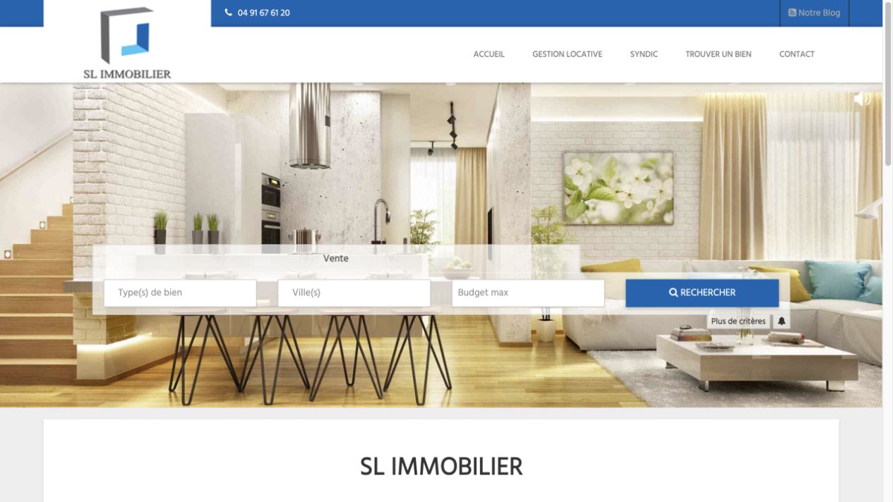 Capture du site de SL Immobilier