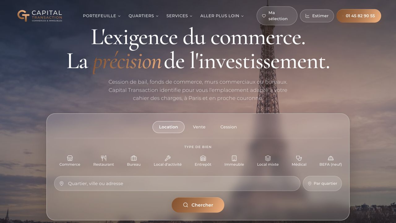 Capture du site de Capital Transaction