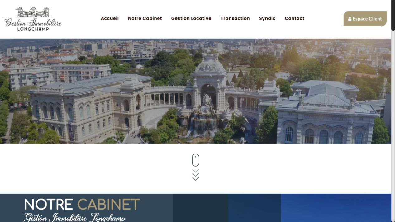 Capture du site de Gestion Immobilière Longchamp